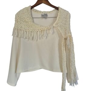 Joseph Ribkoff Shawl Collar Pull On Top Side Zip Cream Size 14